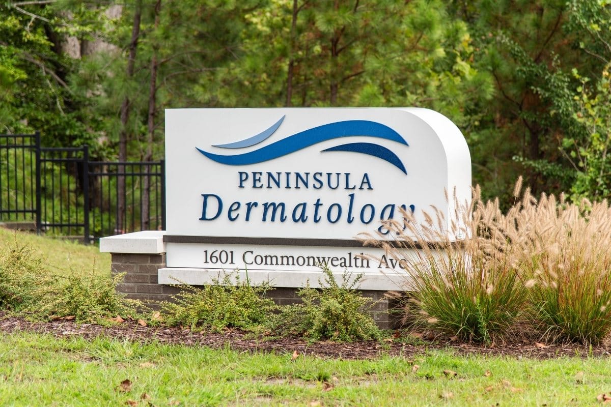 Williamsburg location 4 Peninsula dermatology exterior road sign